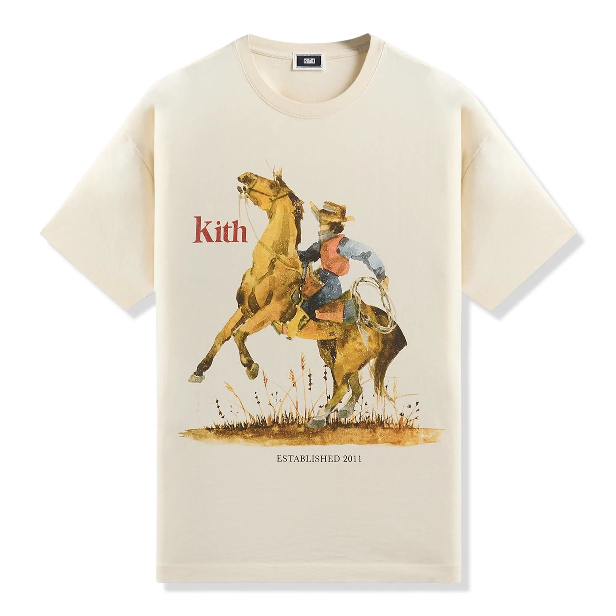 Front View of Kith Cowboy Vintage Sandrift T-Shirt KHM035125-104